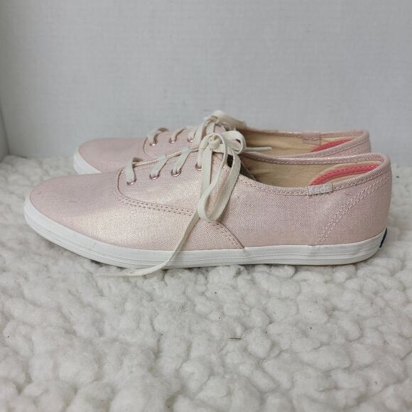 Keds Champion Metallic Womens Size 8.5 Linen ROSE Gold Low Top Sneaker - Picture 3 of 10